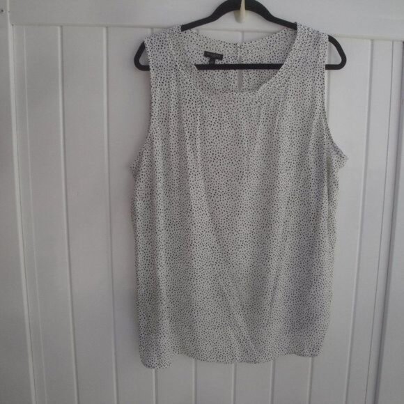 NEW Talbots Career Top 2X Sleeveless White-Black Polka Dot Blouse Plus - Picture 1 of 4